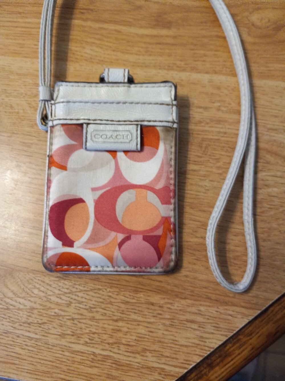 AUTH COACH Signature Monogram & Leather Card ID HOLDER w HANDLE